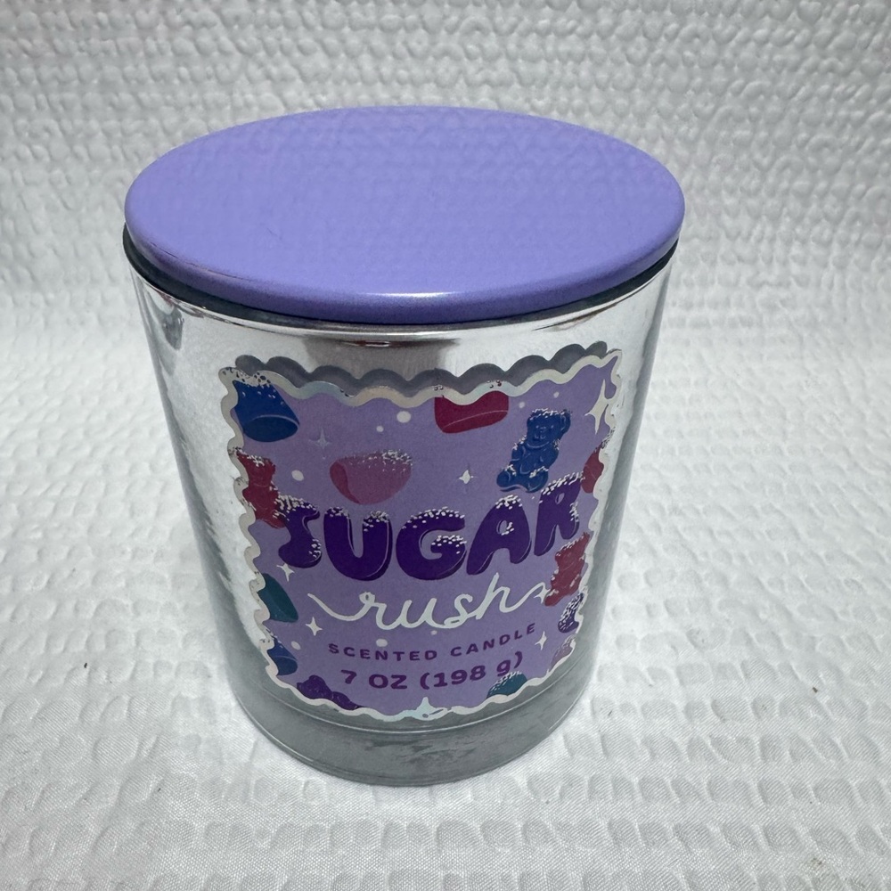 Sugar Rush Scented Candle - Silver Jar with Purple Lid